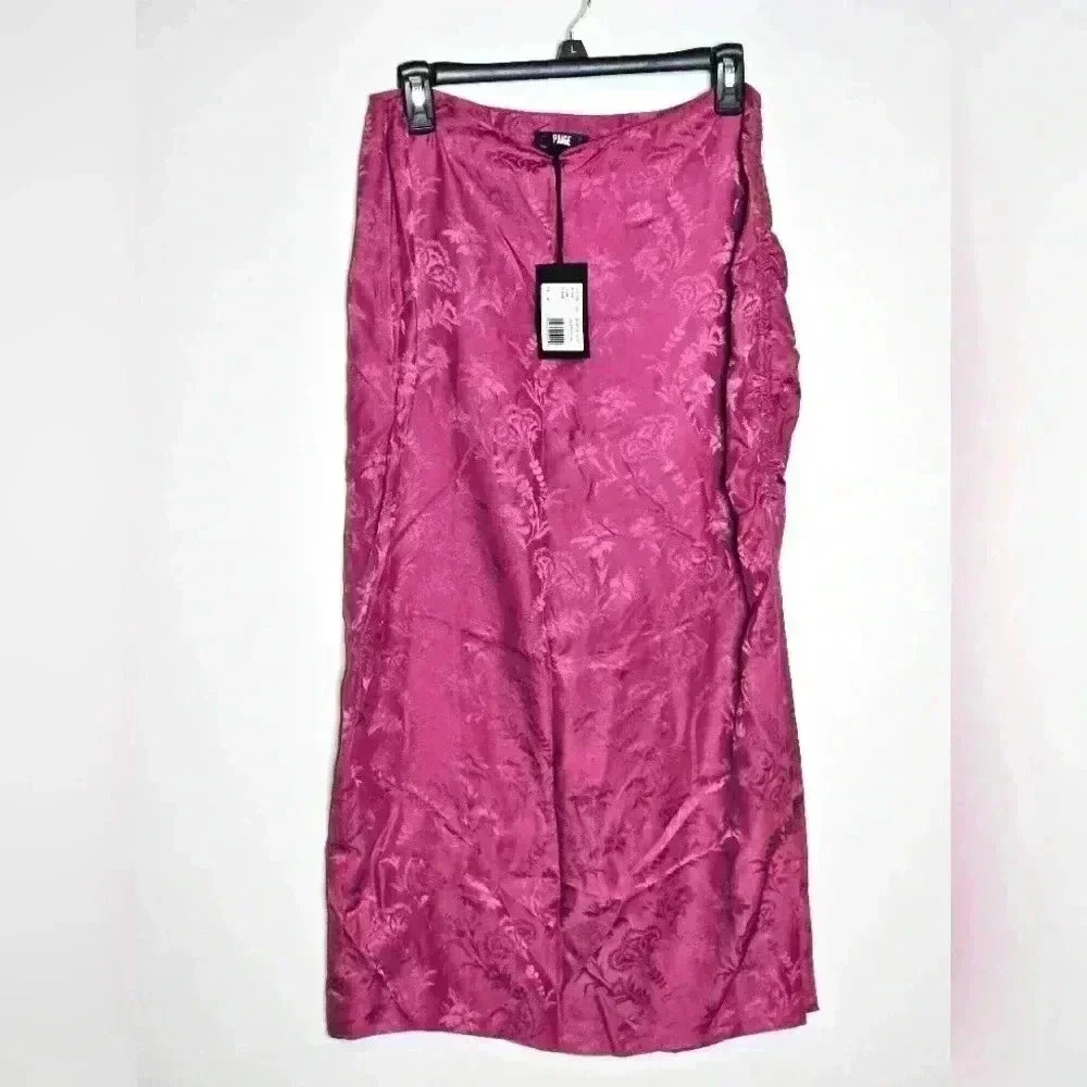 PAIGE Fuchsia Floral-Jacquard Midi Skirt NWT
